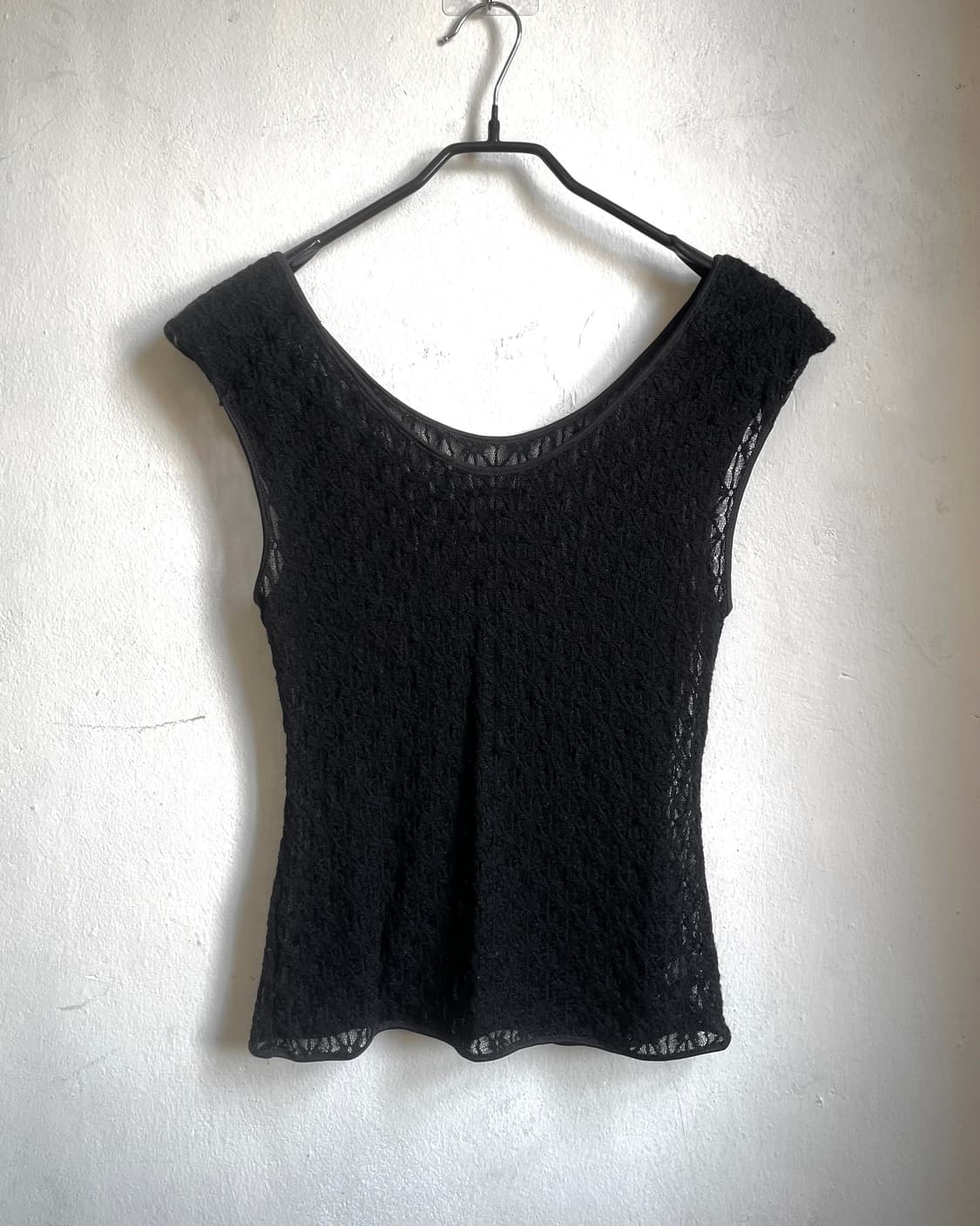 Japanese Vintage Black Mesh Sleeveles 상품이미지4