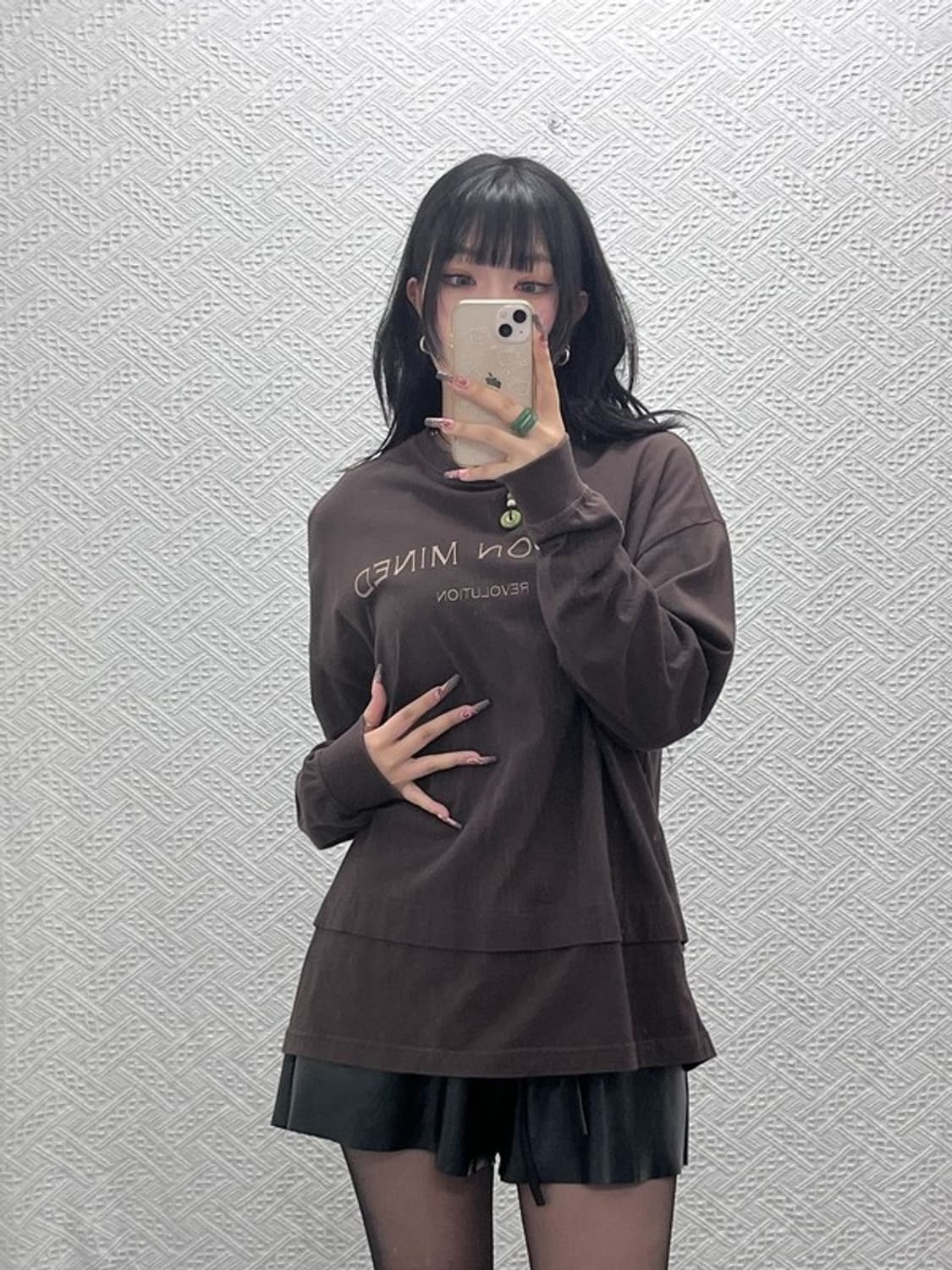 메종미네드 빈티지 초코브라우니 레이어드 롱슬리브 S C11545 상품이미지2