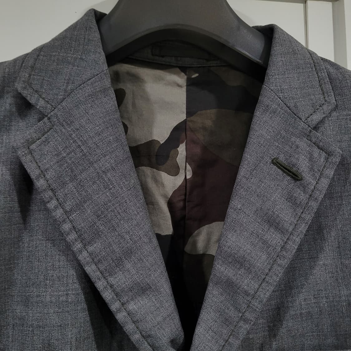 꼼데가르송 옴므 퍼커링 그레이 울 블레이저 L 상품이미지3