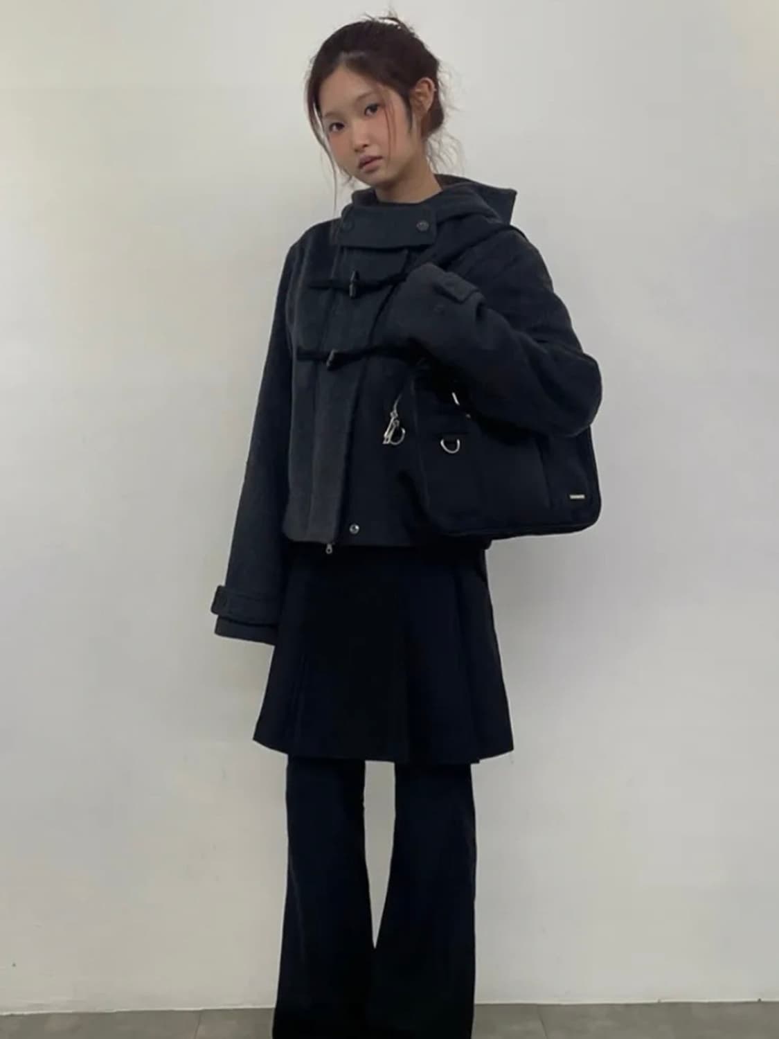 미세키서울 더플후디숏코트 챠콜 상품이미지3