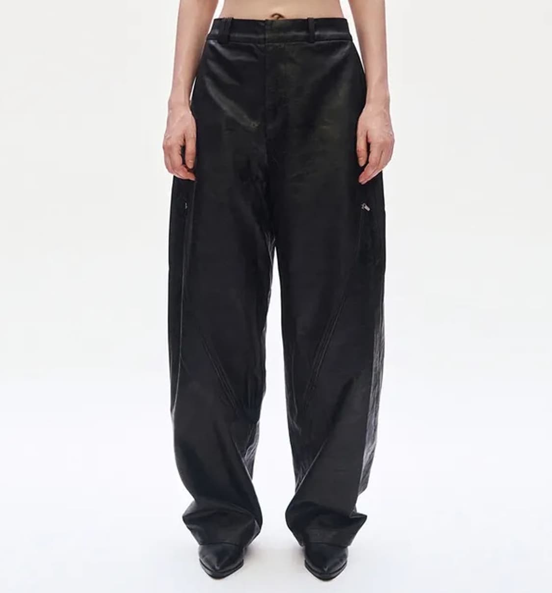 Oblique Zipper Leather Pants 레더 팬츠 상품이미지1