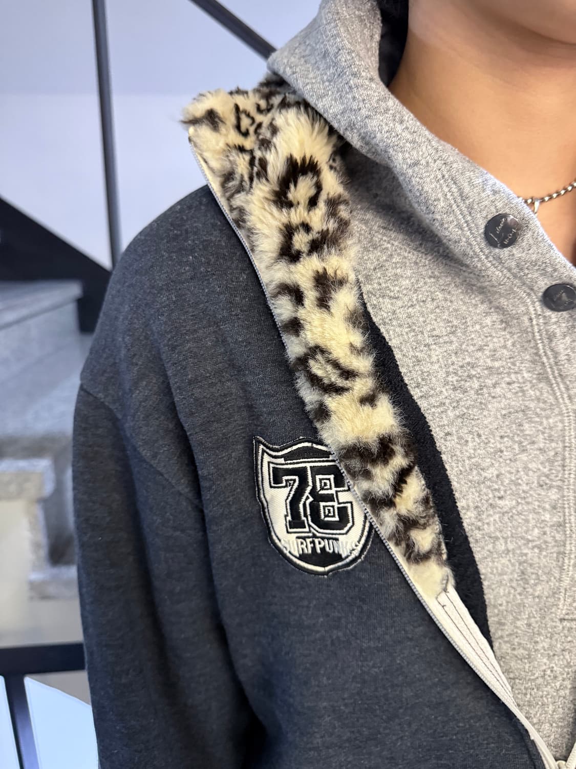 leopard collart sweat zipup jacket 상품이미지5