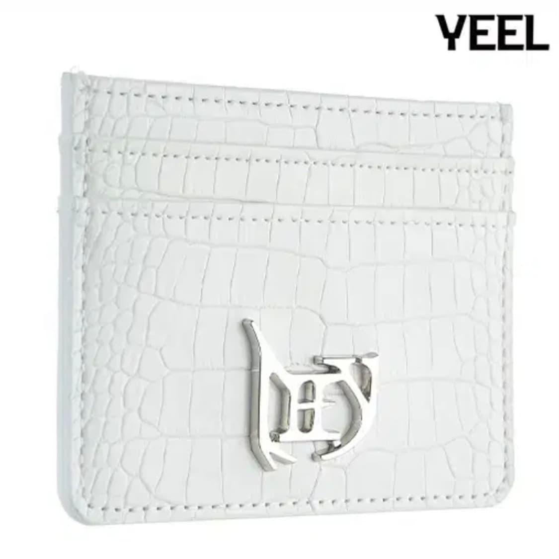 [정품] YEEL 와이이이엘 메탈로고 플레이트 카드지갑 크랙 화이트 상품이미지2