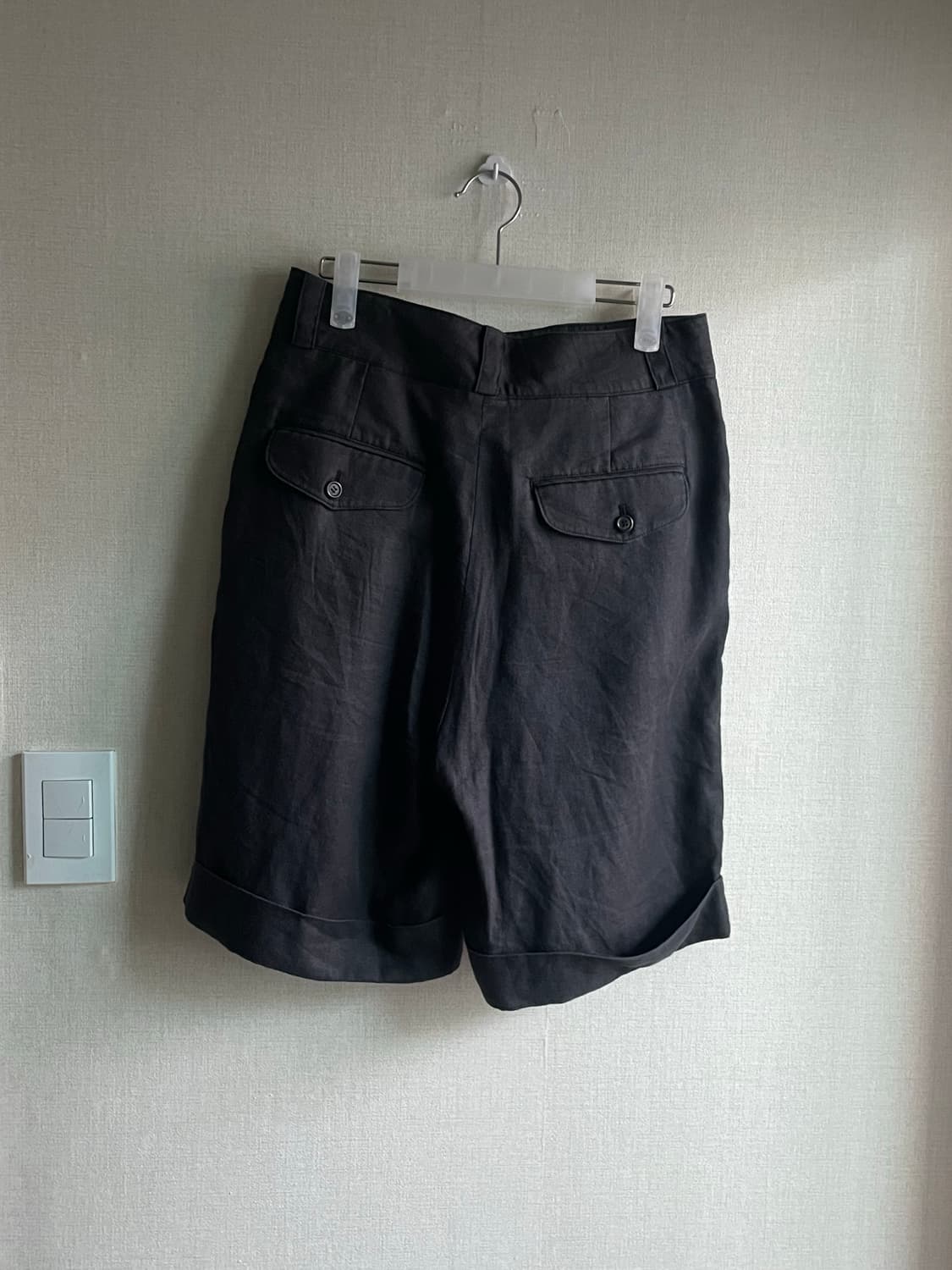 인더로우 블랙 린넨 하프 팬츠 1사이즈 상품이미지4