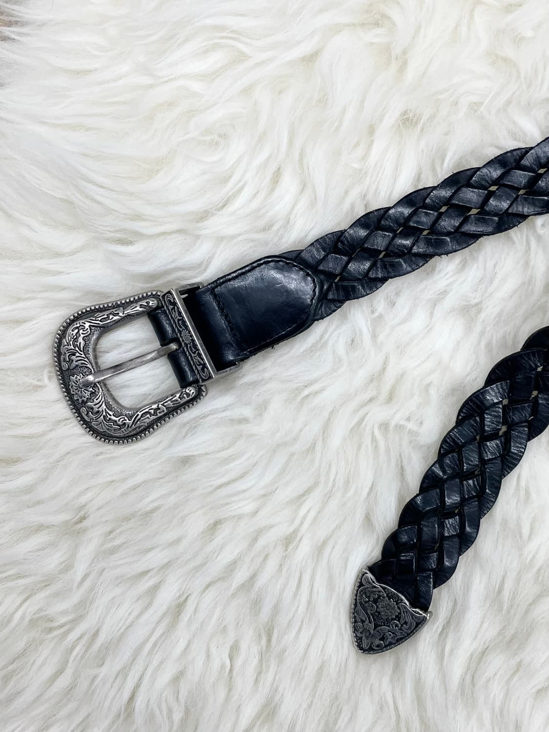 리얼레더 블랙 웨스턴 위빙 버클 벨트 상품이미지4