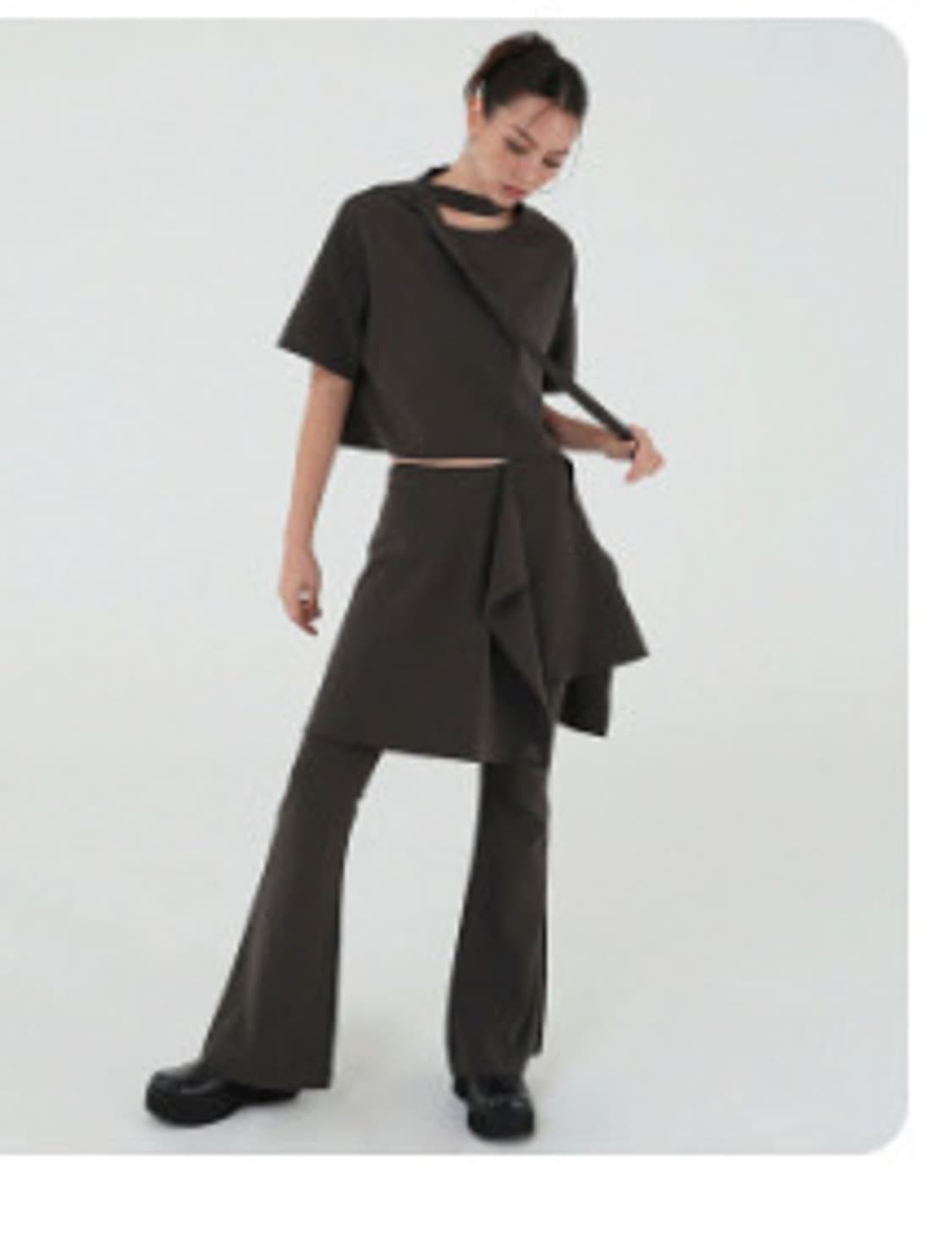 어글리쉐도우 유에스 플레어 스커트 부츠컷 팬츠(챠콜) 상품이미지2