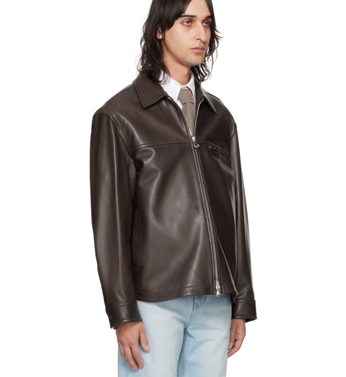 솔리드옴므 레더자켓(46, 브라운 ) 상품이미지1