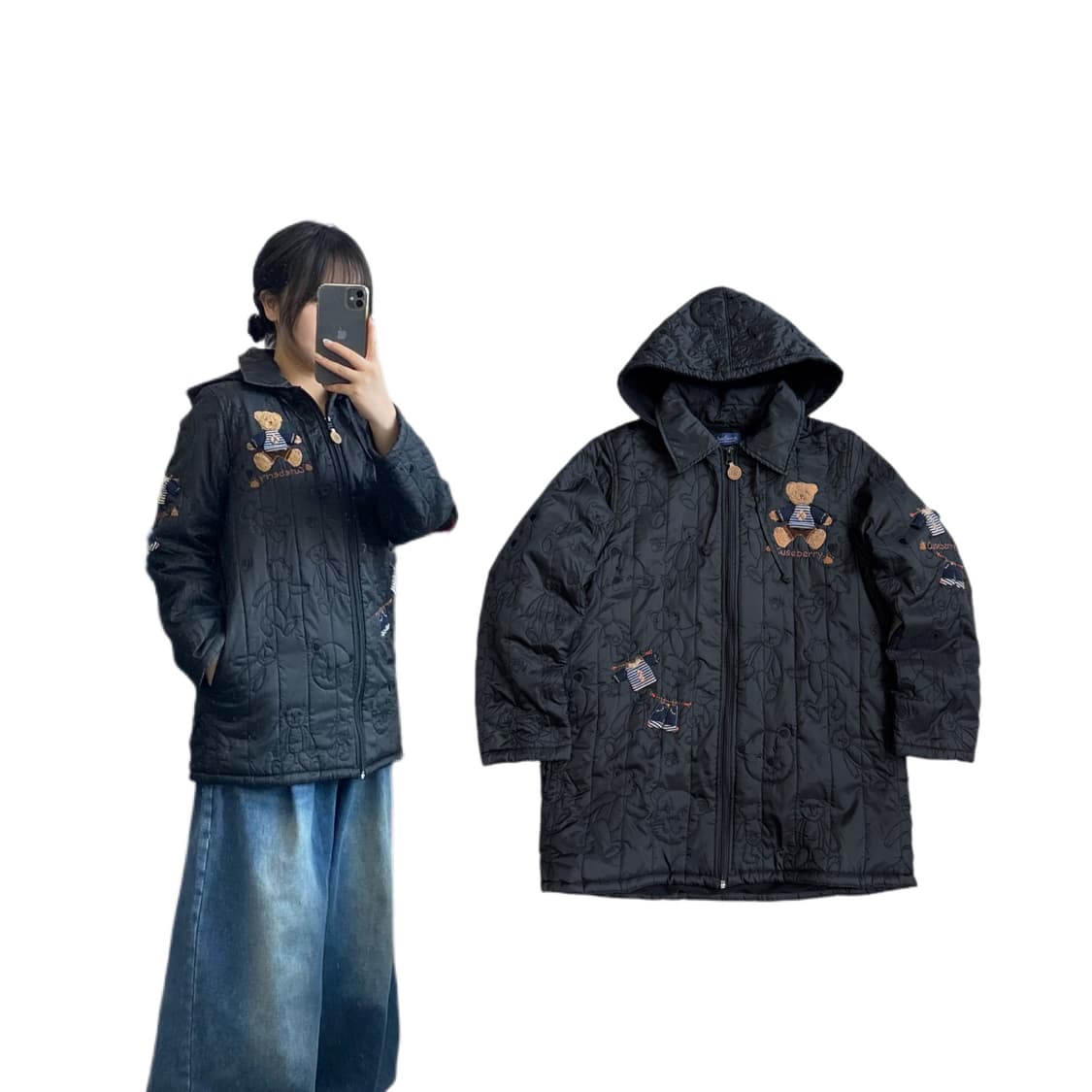 JPN 제팬 베어 곰돌이 퀼팅 집업 자켓 상품이미지1