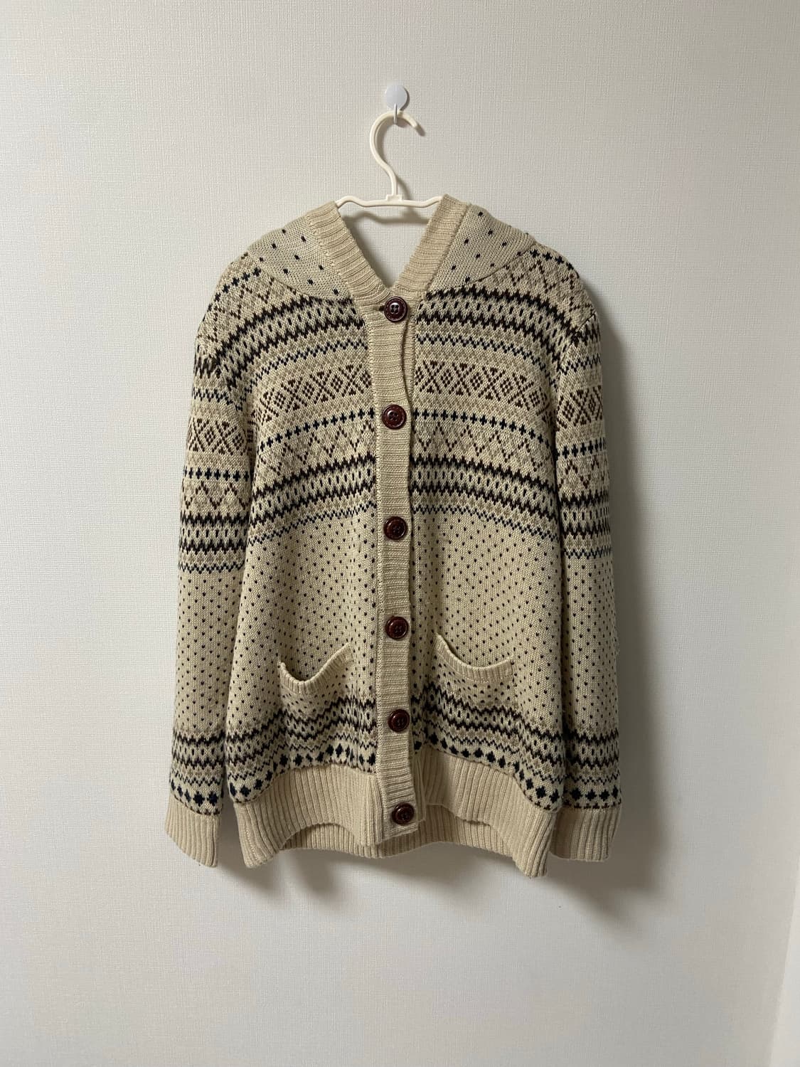 빈티지 모리걸 사와코 털 니트후드후리스 라떼히메갸루 상품이미지2