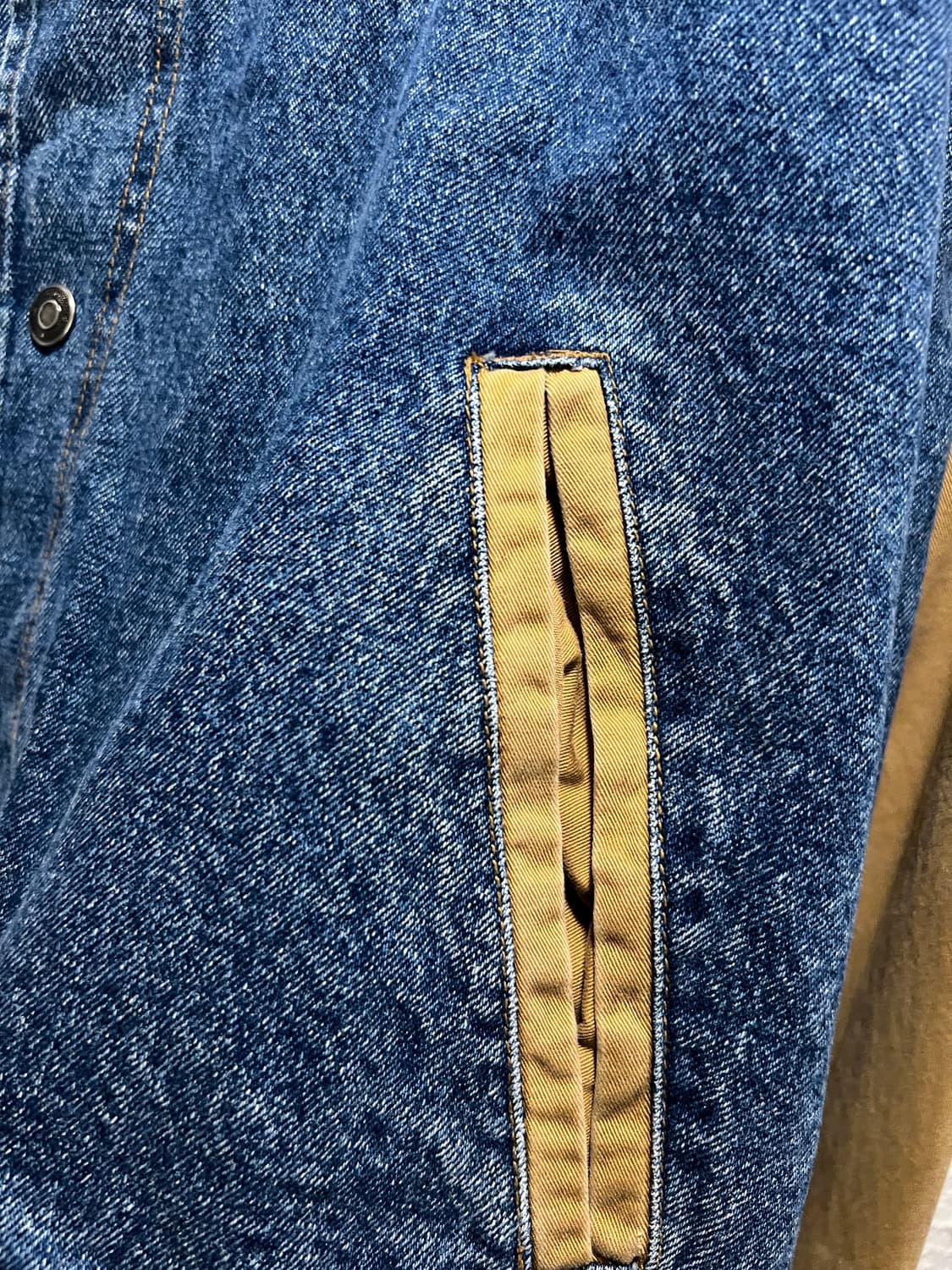 [2XL]90's USA 빈티지 워싱 LOPI 브라운 데님 바시티 자켓 상품이미지5