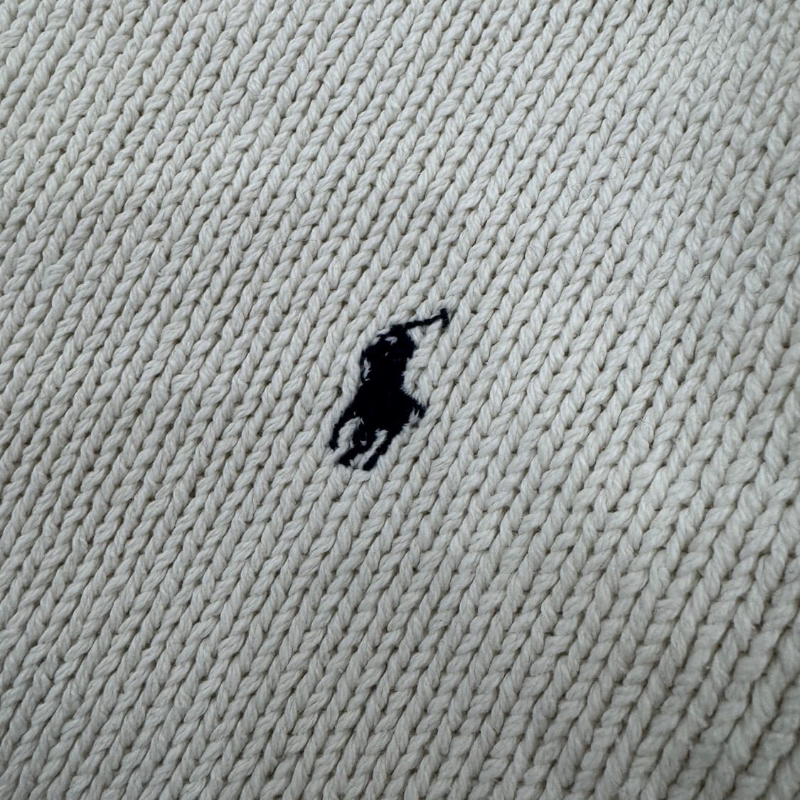 90(95) 폴로 랄프로렌 90s 아이보리 라운드 코튼 니트  상품이미지4