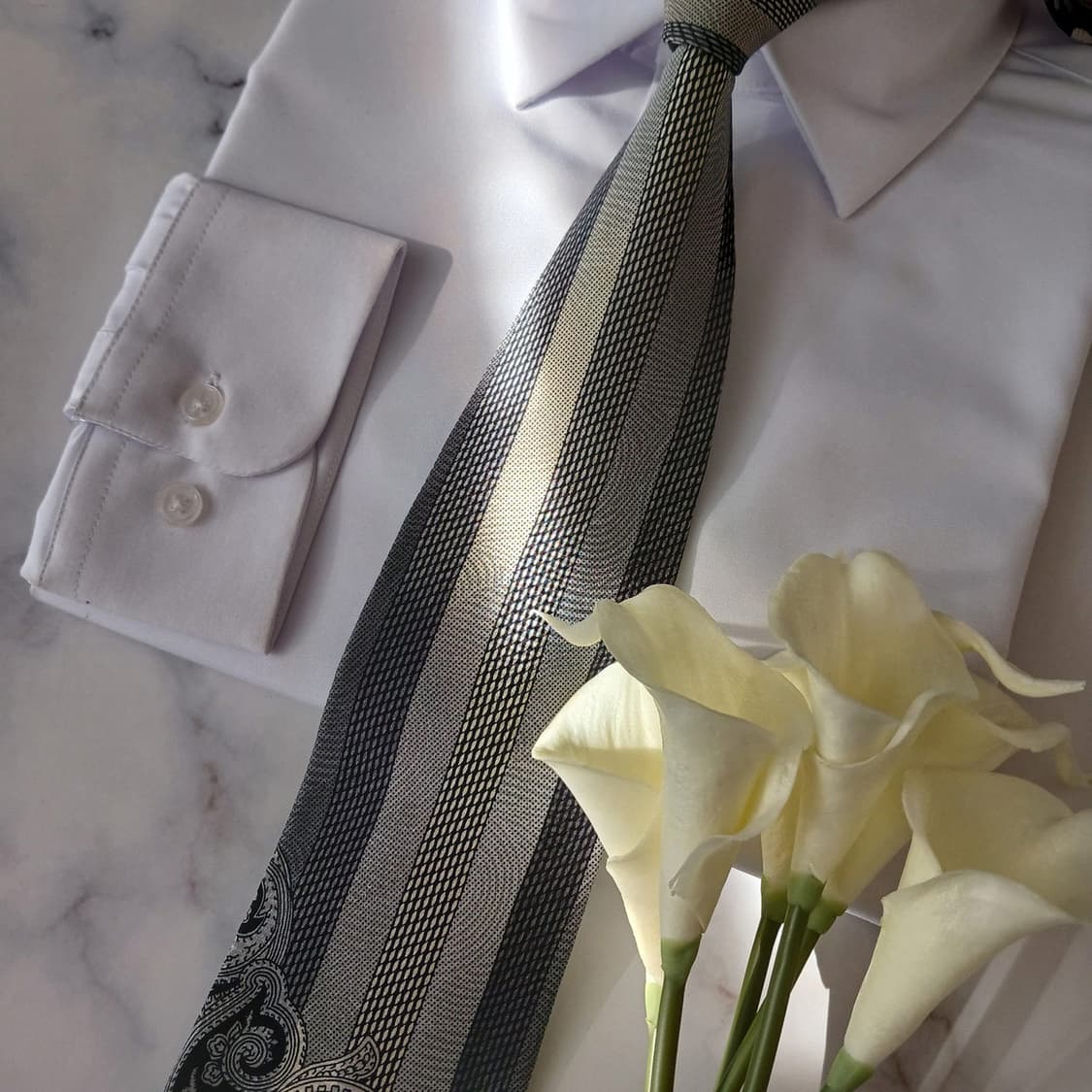 VERSACE 베르사체 실크 그레이 페이즐리&도트 넥타이 9.3cm A등 상품이미지6