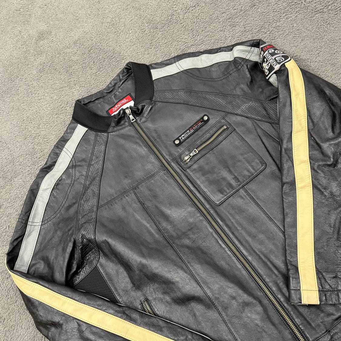 [정품/100] FUBU 후부 빈티지 양가죽 레이싱 바이커자켓 상품이미지1