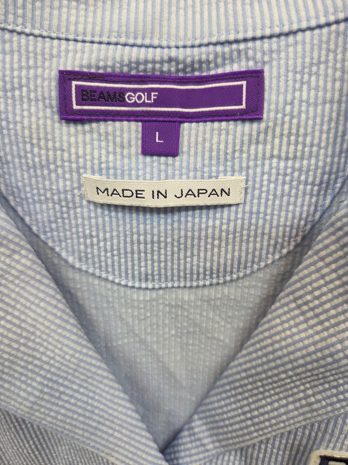 빔즈 여성 골프 시어서커 스트라이프 카라 원피스 L 상품이미지4