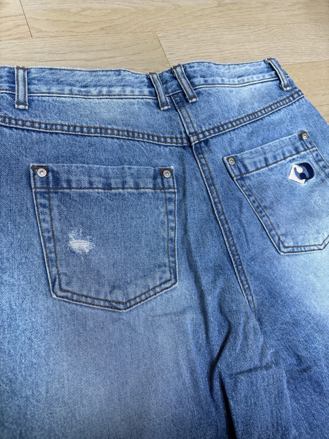 Lucky Chouette 데미지 와이드 데님 상품이미지7