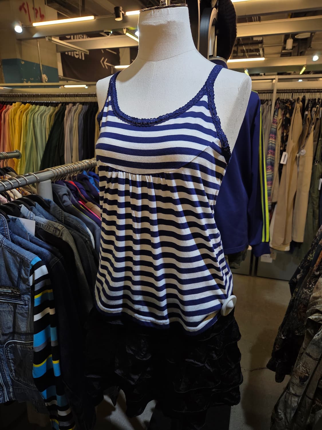 🌟💅갸루특집🌟
갸루펑크 블루 스트라이프 레이스슬리브리스
 상품이미지1