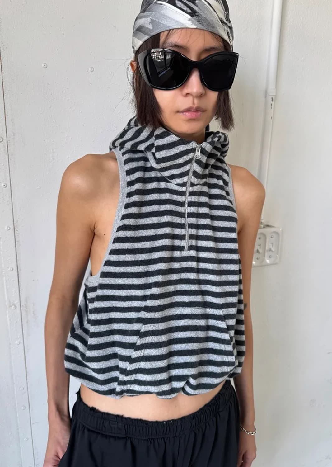 에스이오 TERRY STRIPE SLEEVELESS HOODIE 상품이미지2