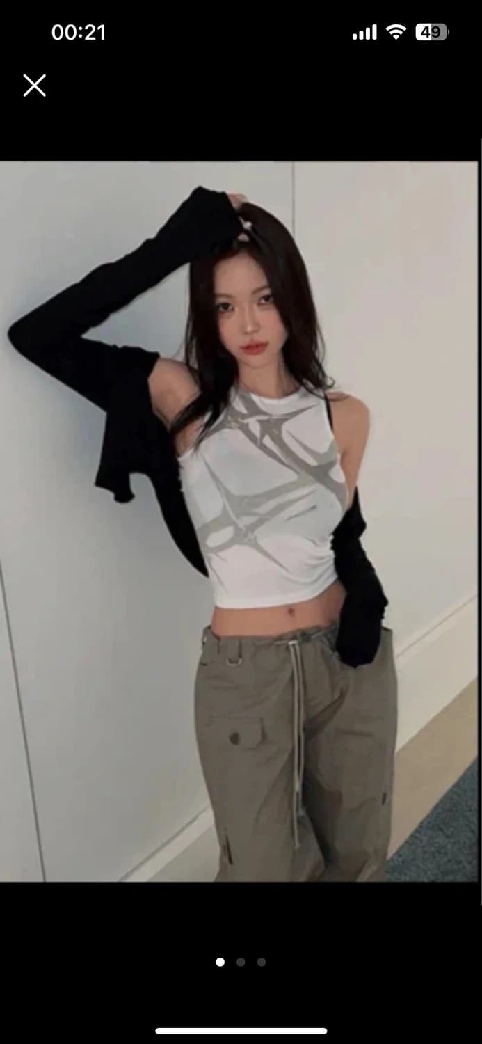 [히프나틱] 더브유 세미크롭 나시 + 블랙 가디건  상품이미지1