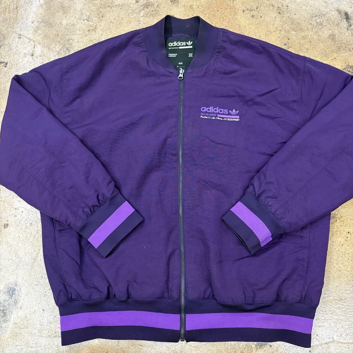 [정품/2xl] 아디다스 바시티 봄버 자켓 퍼플 b18 상품이미지2