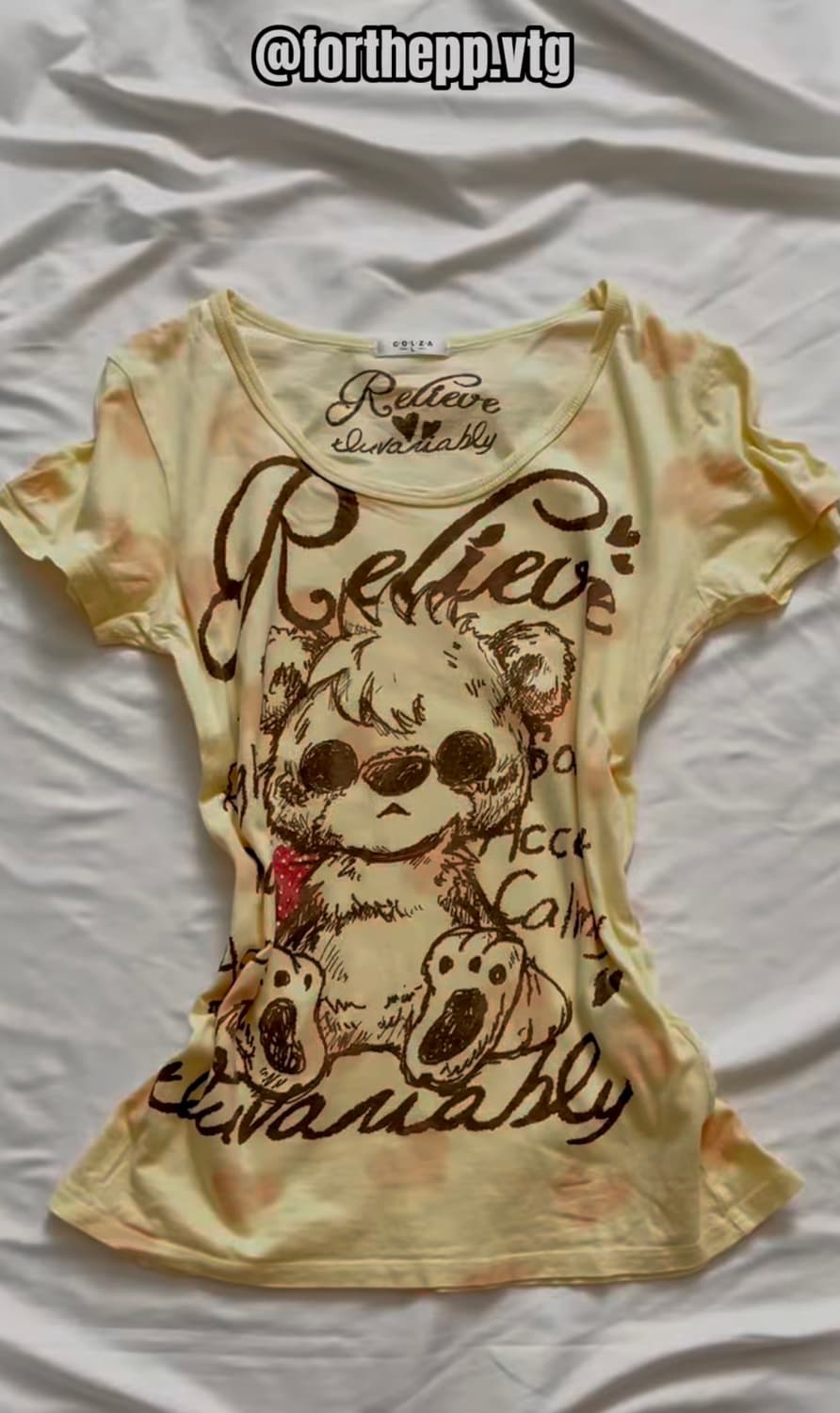 COIZA 콜자 레몬맛 하트베어 프린팅 반팔 티셔츠 상의 상품이미지1