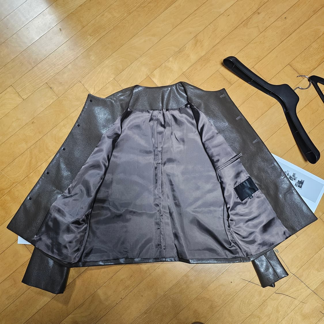 효지/25FW 노카라 크롭 레더자켓/M 상품이미지6