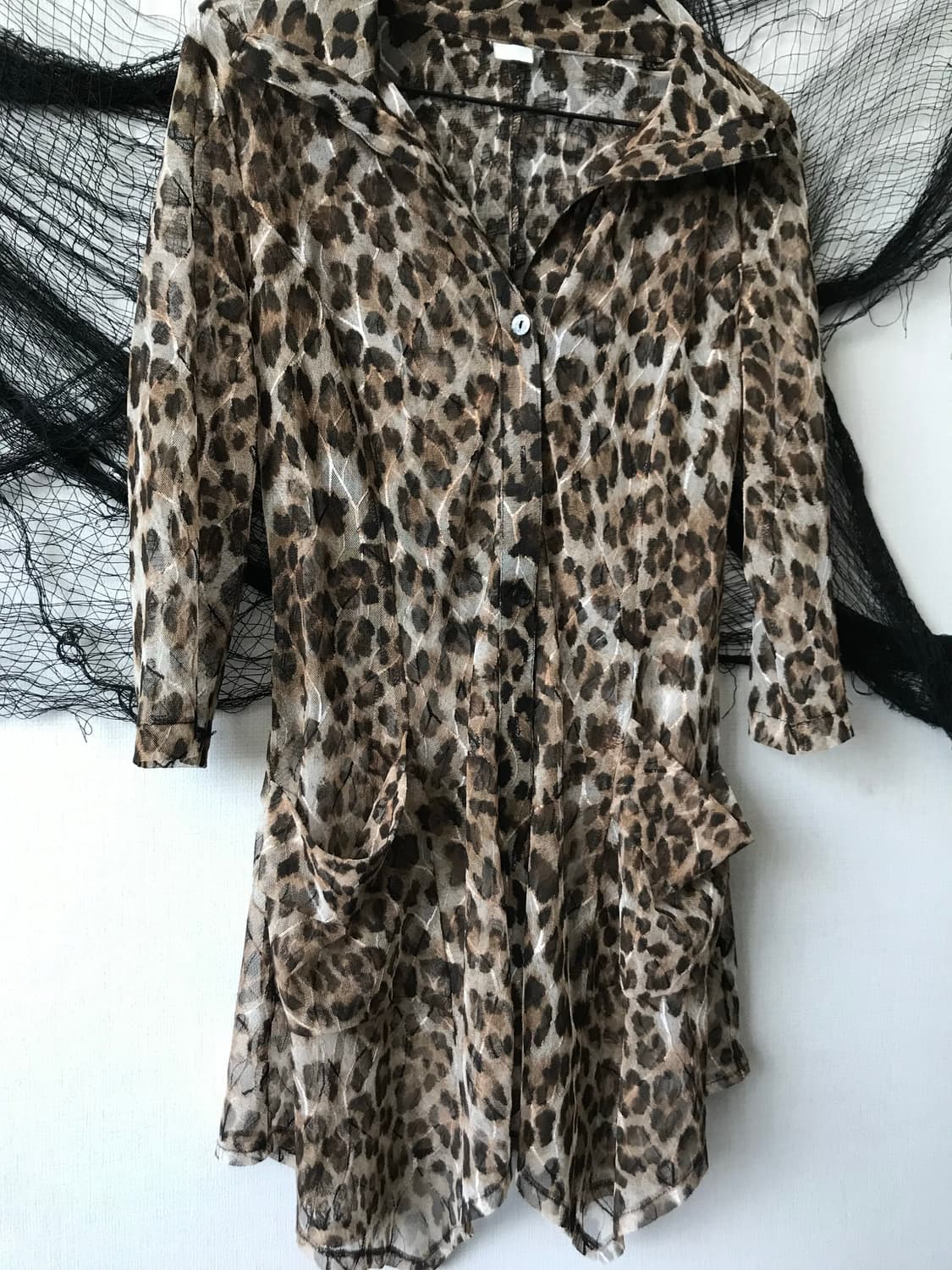 Leopard pattern seethrough shirts 상품이미지2