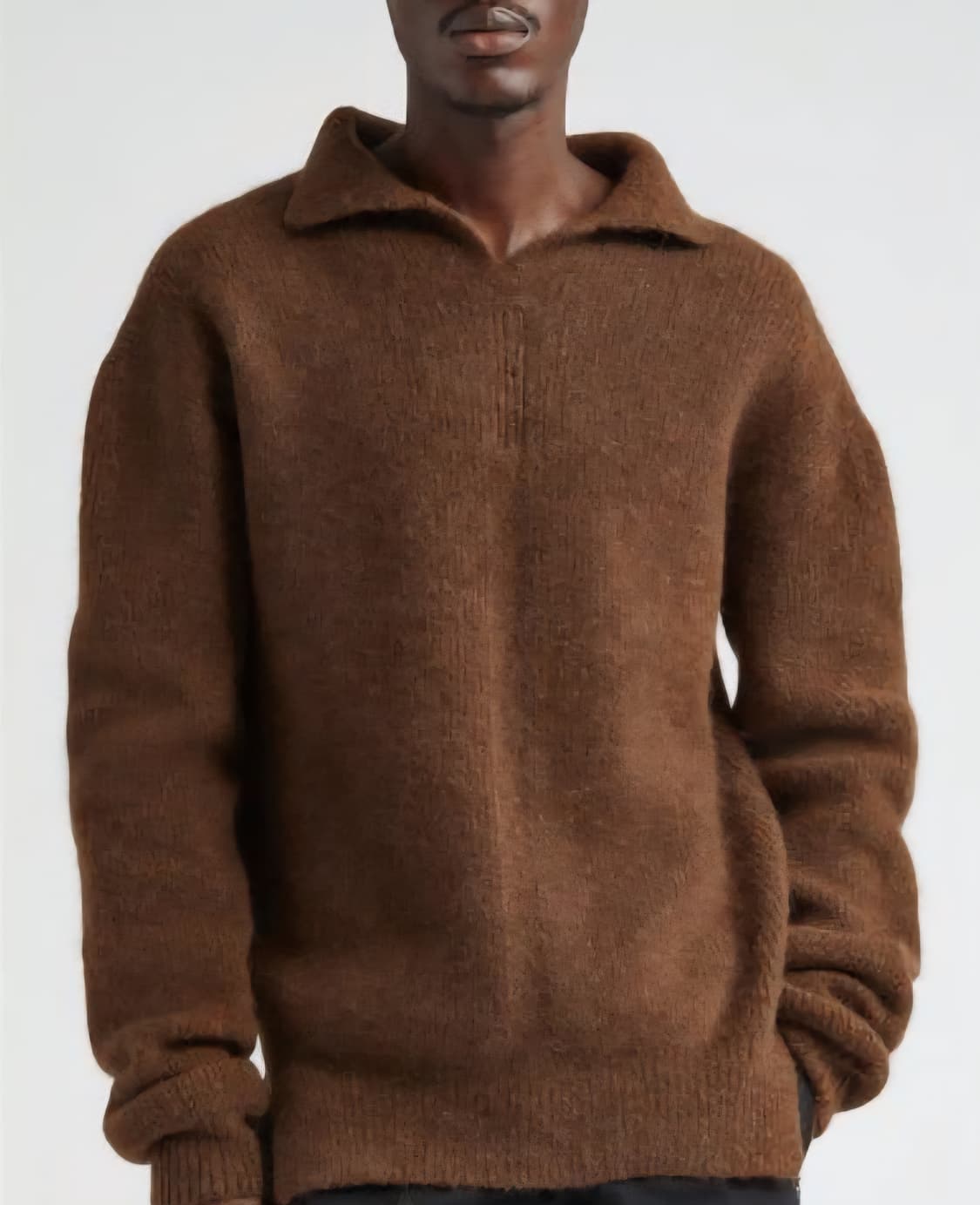 릭오웬스 헤비 알파카 피셔맨 타바드 브라운 상품이미지1