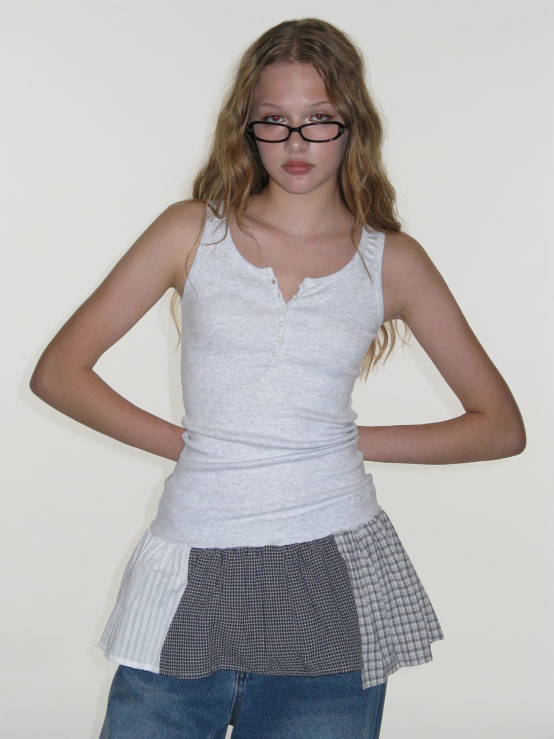 CHECK FLARE DRESS_GREY 상품이미지4