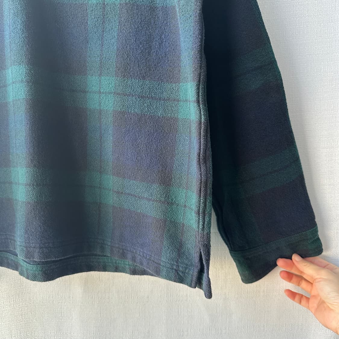 슈프림 16FW 후디드 체크 하프 집업 플란넬 셔츠 네이비 그린 L 상품이미지4