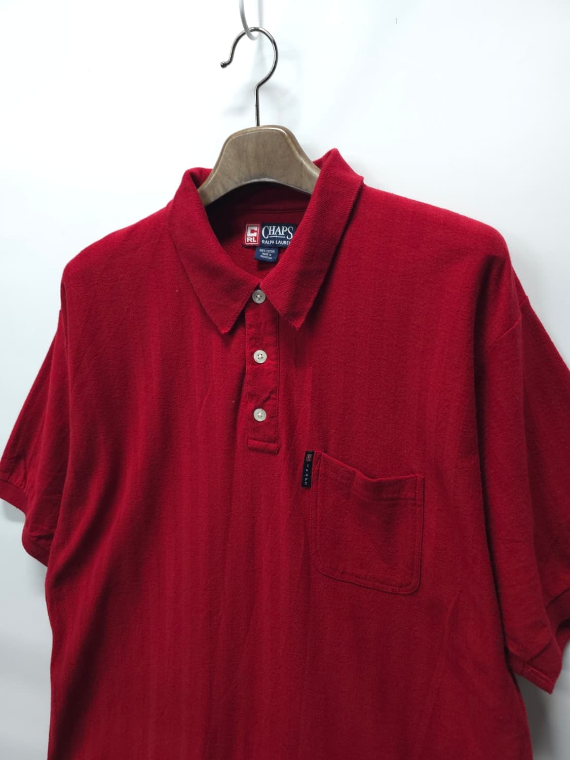 챕스 랄프로렌 90s 헤링본패턴 포켓 반팔 카라티 (L) 상품이미지3