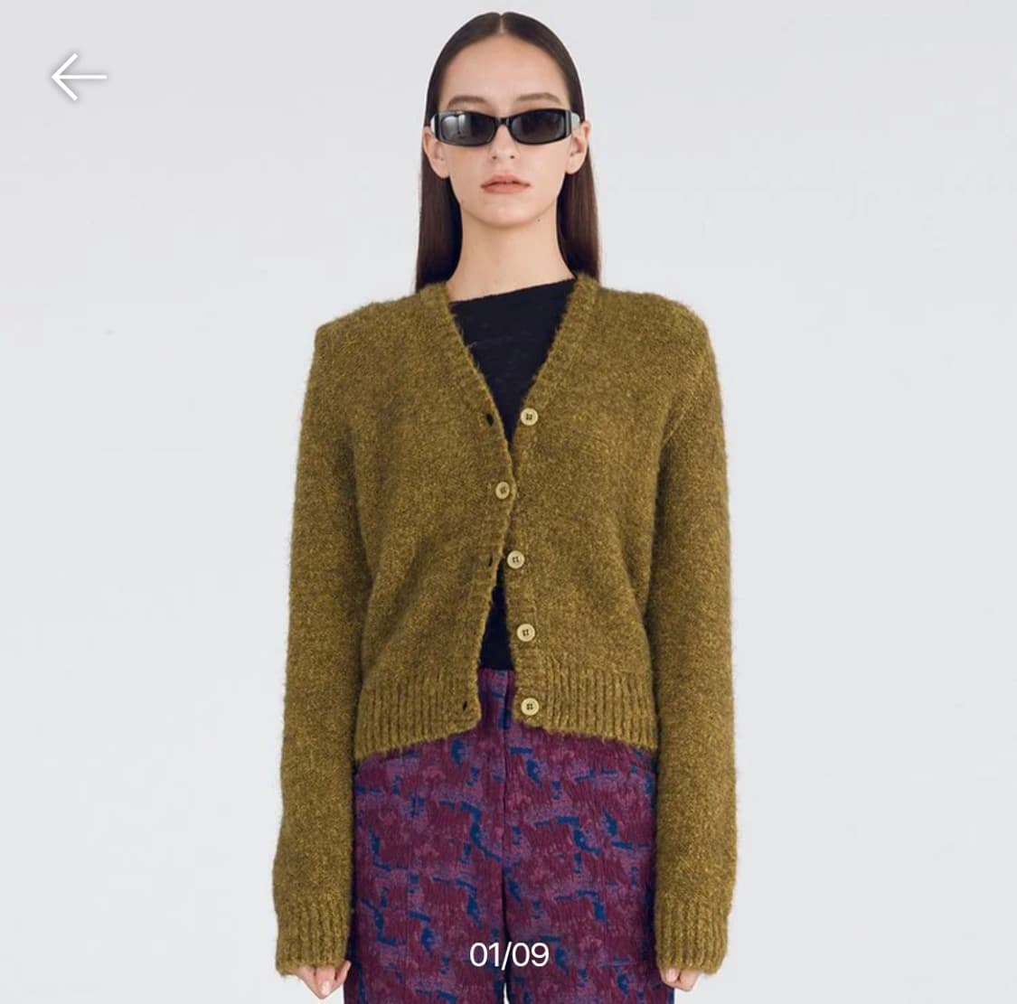 분더캄머 울 니트 부클 가디건 올리브색 M 상품이미지1