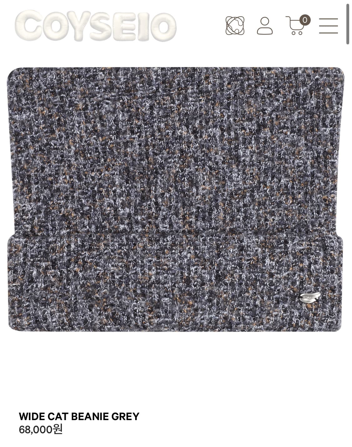 코이세이오 와이드캣 고양이 비니 그레이  상품이미지1