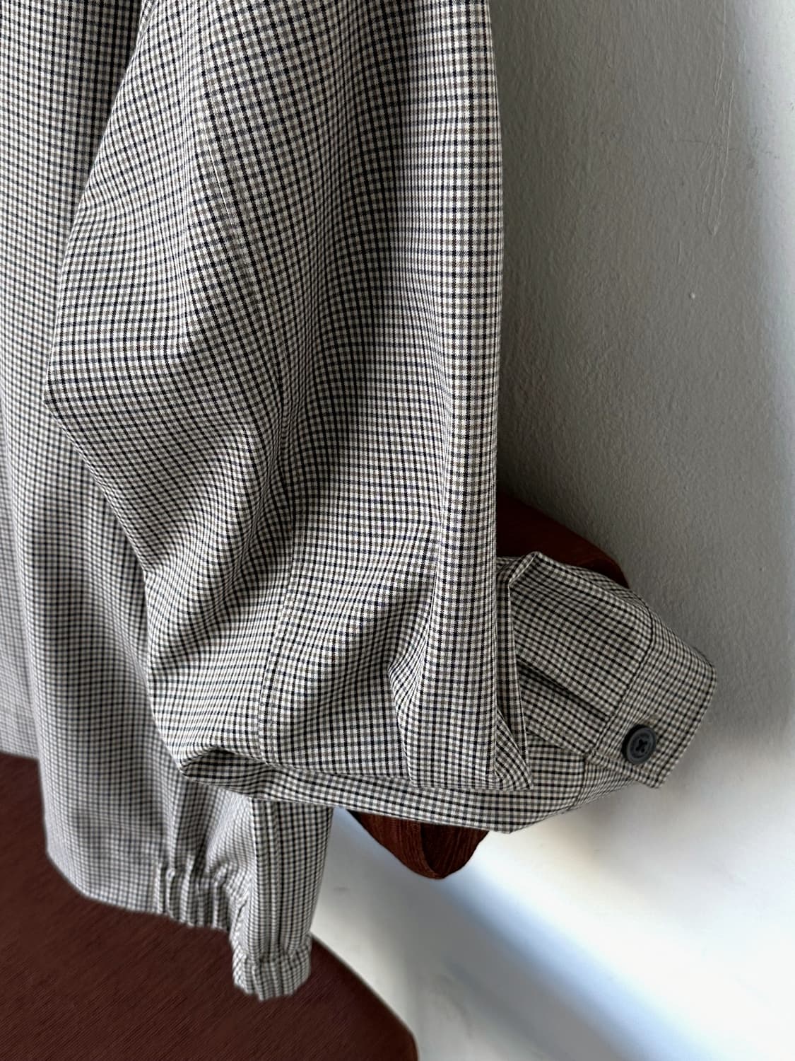 High count rayon poly check 2way zip blo 상품이미지5