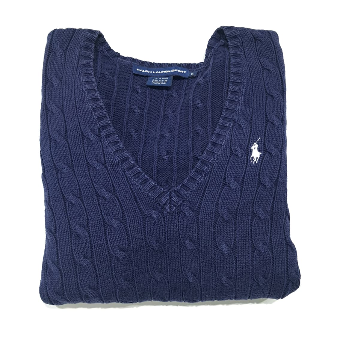 CL491 XL 폴로 00s 코튼 케이블 브이넥 네이비 니트 스웨터 상품이미지8