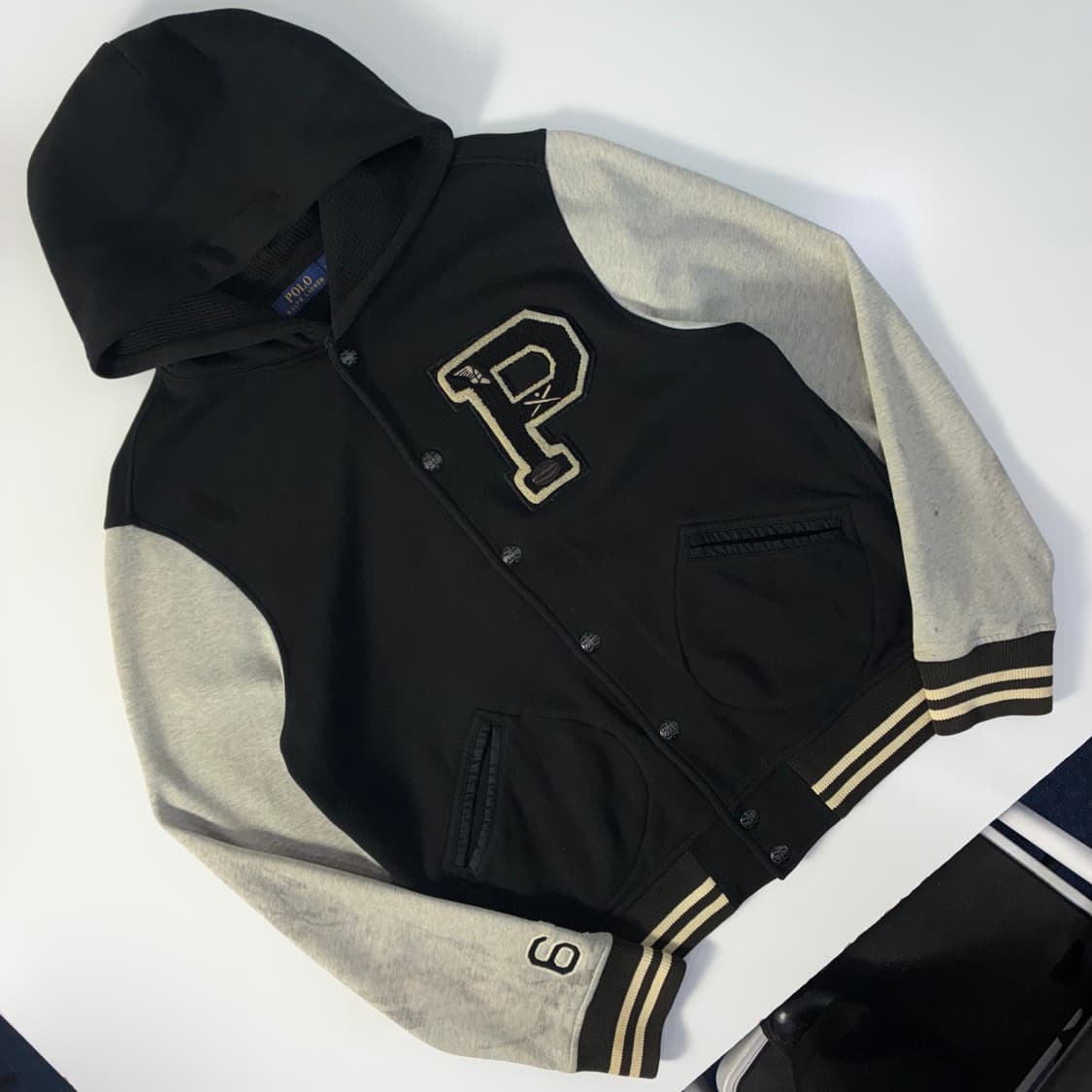 Polo 폴로 랄프로렌 신형 P엠브로이드 레터맨 후드 바시티 자켓 상품이미지2