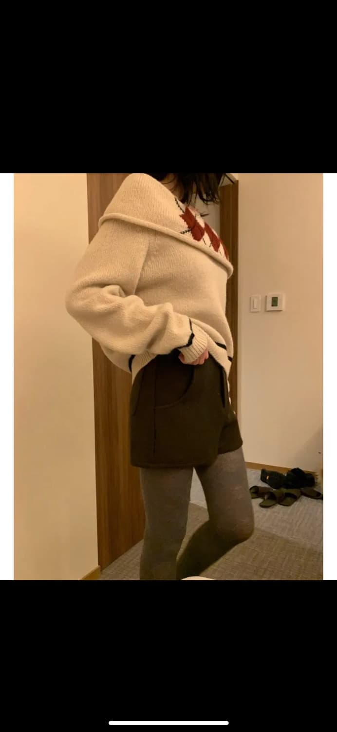 브리드 다이아 오프 니트 - 아이보리 상품이미지5