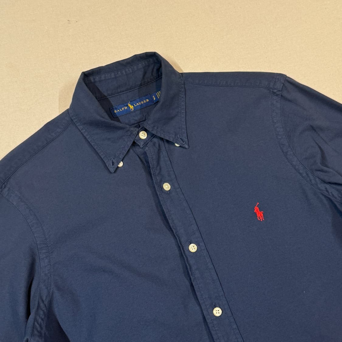 S) 폴로 랄프로렌 클래식 가먼트다이 옥스포드 셔츠 네이비 상품이미지4