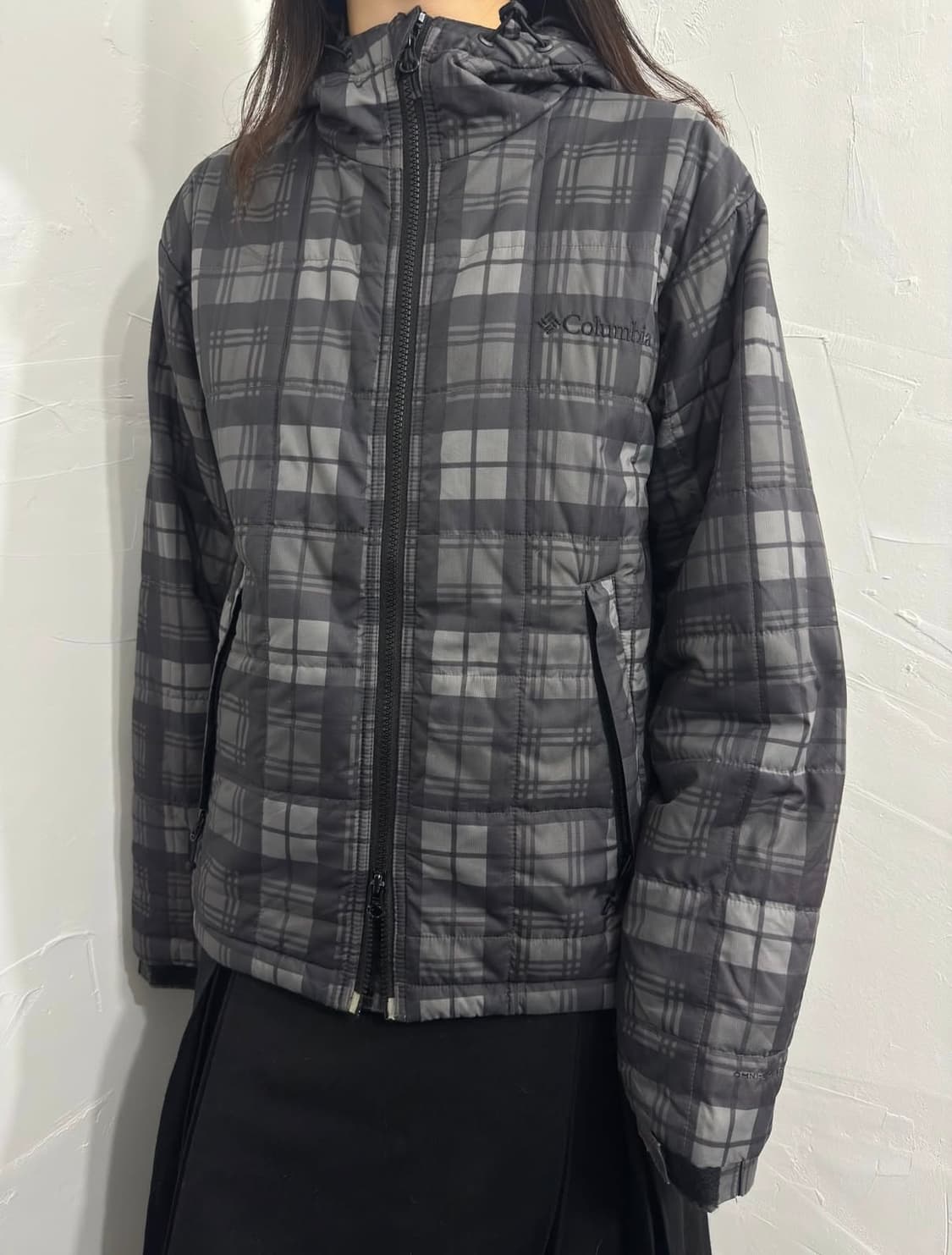컬럼비아 체크 경량패딩 후드 자켓 상품이미지1