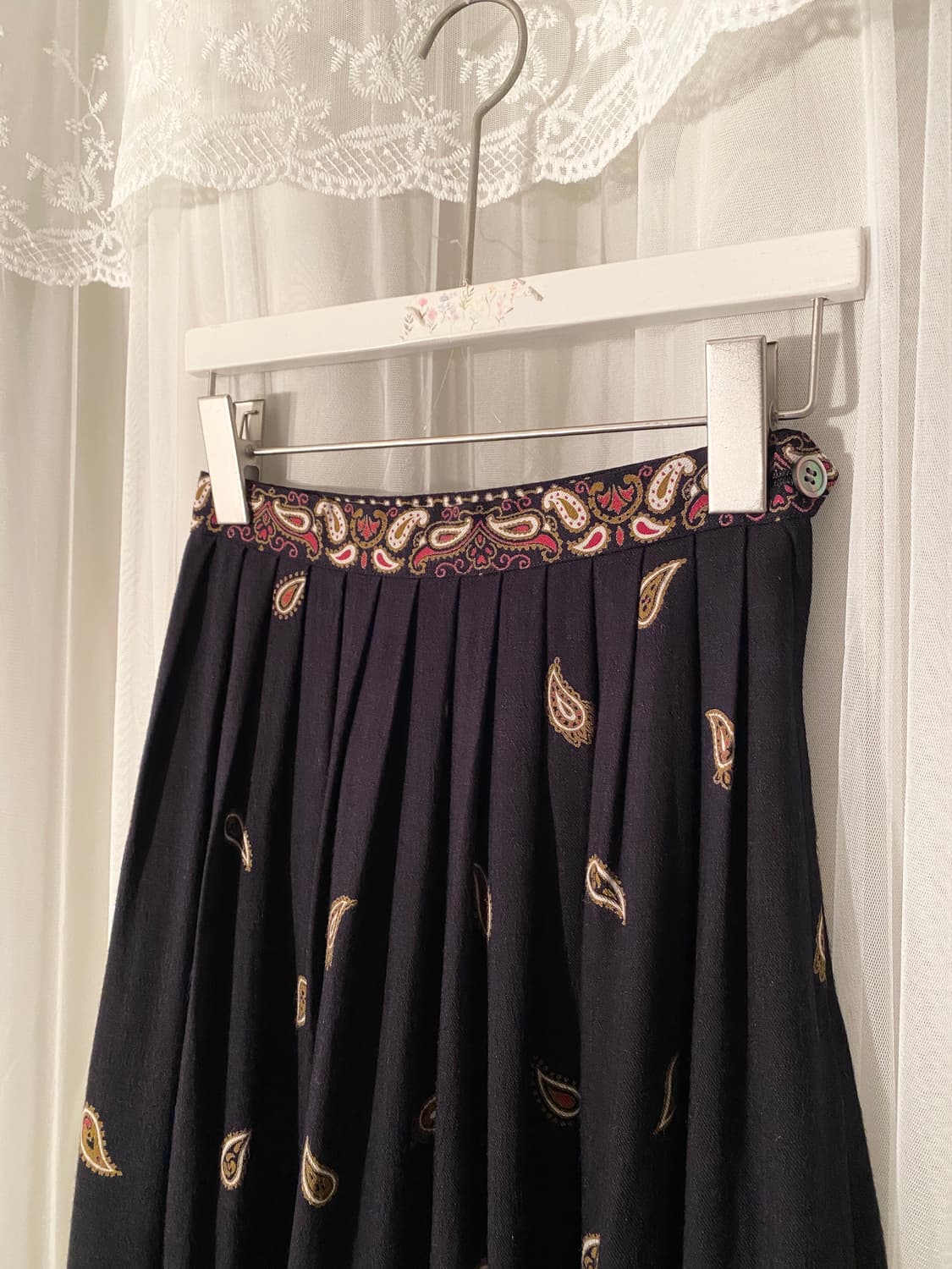 Vintage Black Ethnic Paisley Skirt 상품이미지5