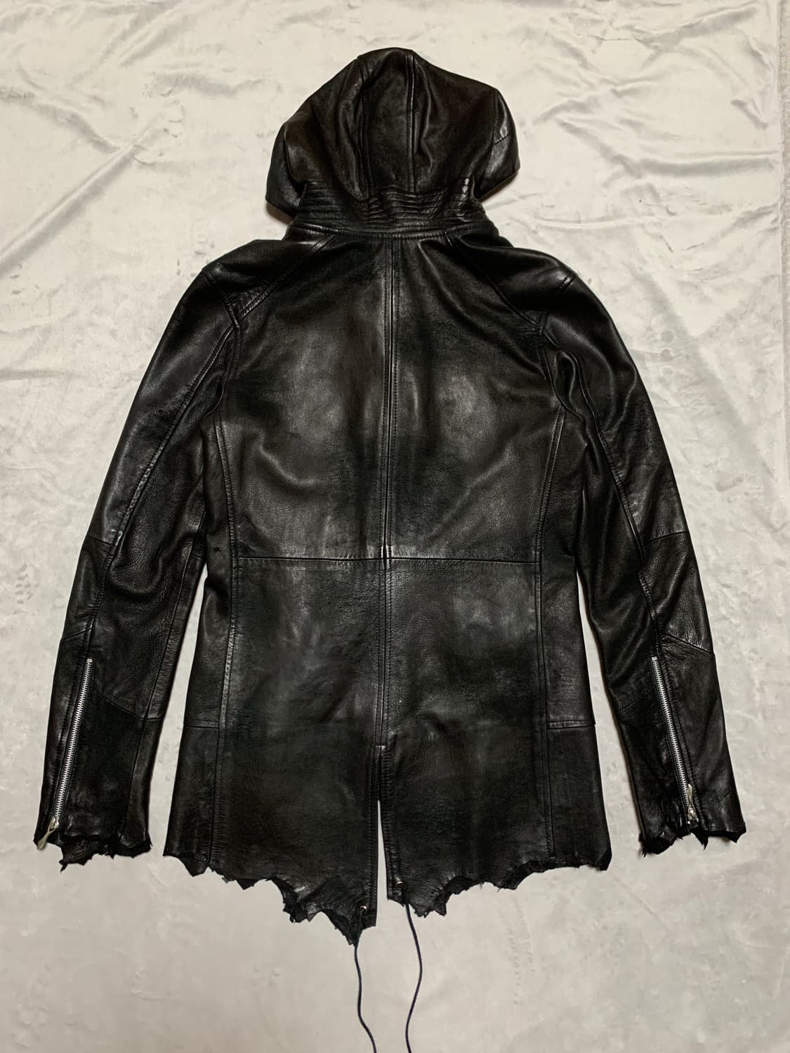 14th addiction cross zip leather hoodie 상품이미지2