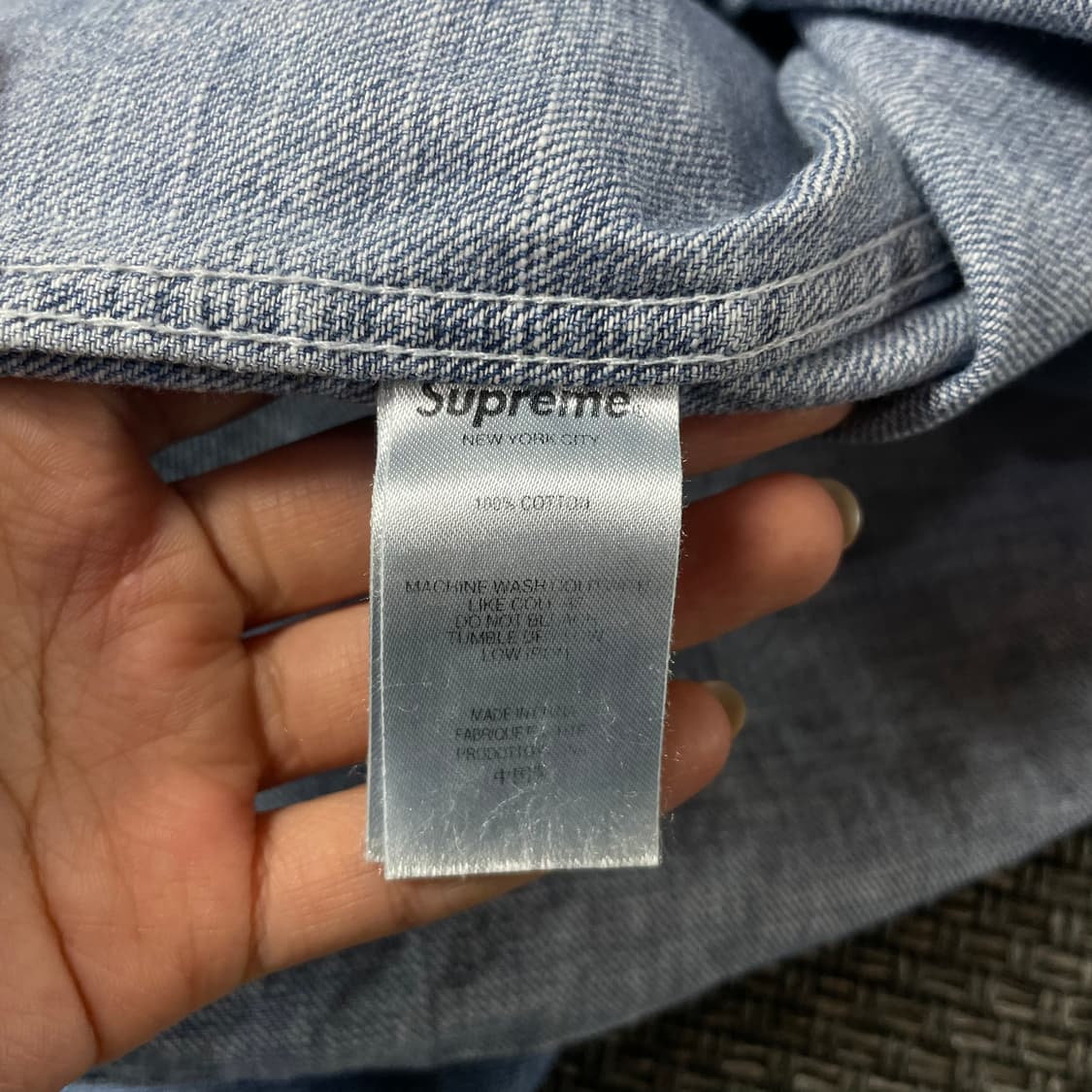 슈프림 미니로고 중청 데님 셔츠 XL 상품이미지7