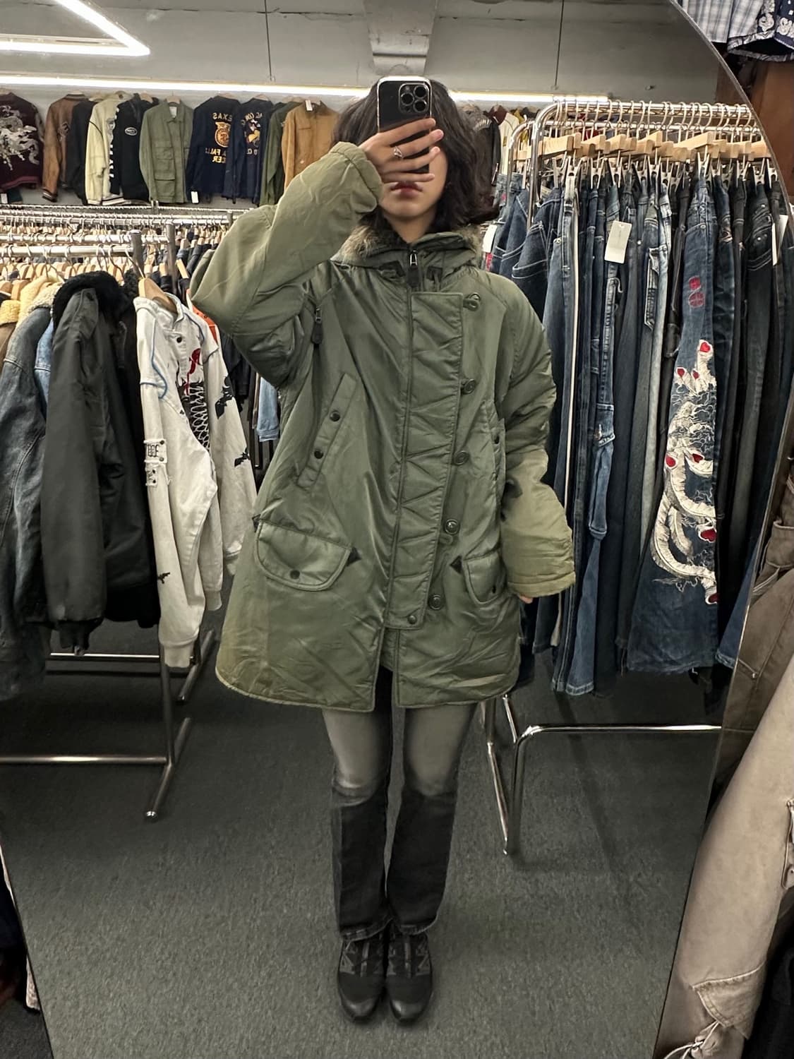 L)휴스턴 빈티지 N3B 올리브 파카 상품이미지1