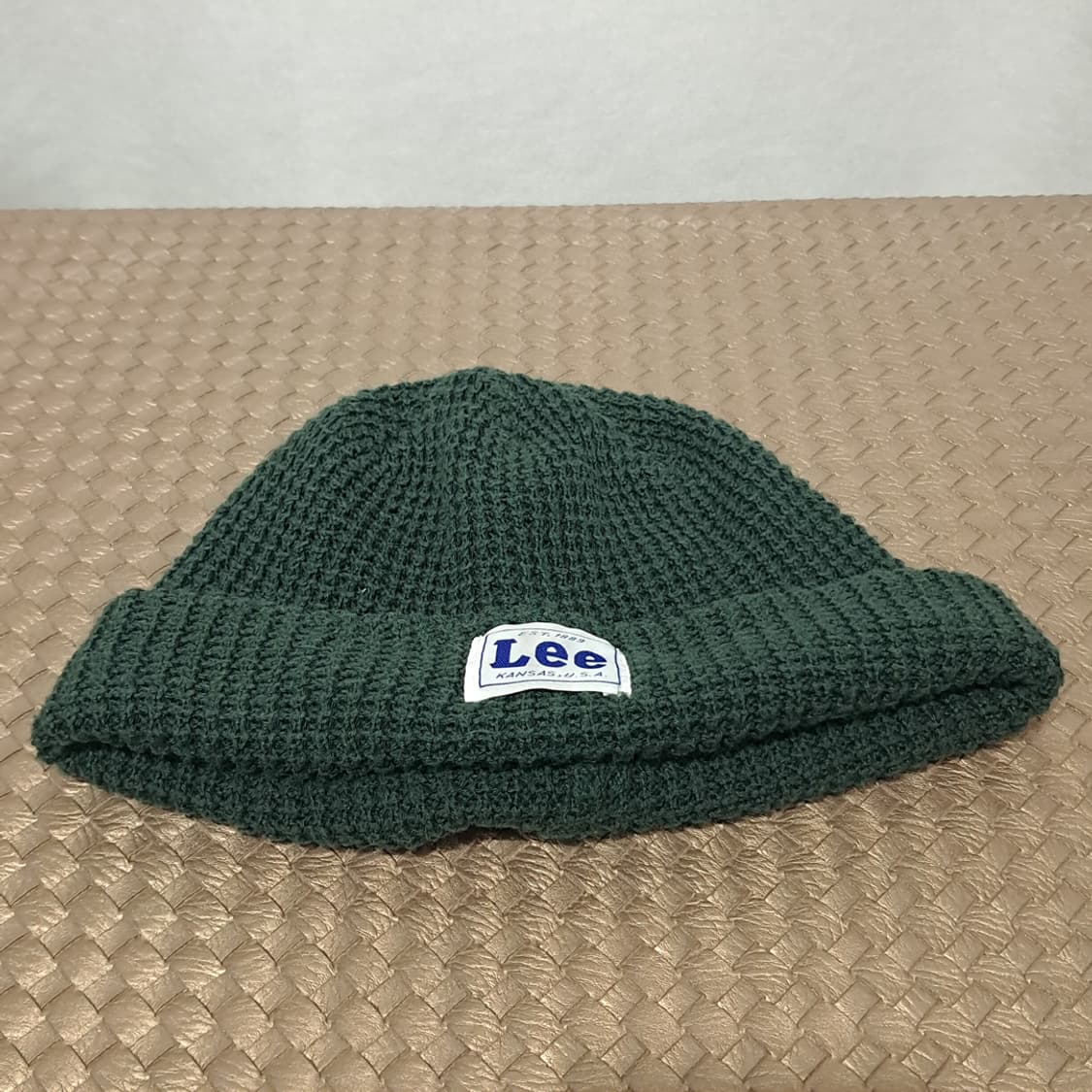 일본판 리 다크 그린 와플 니트 로고 패치 비니 P2011 상품이미지6