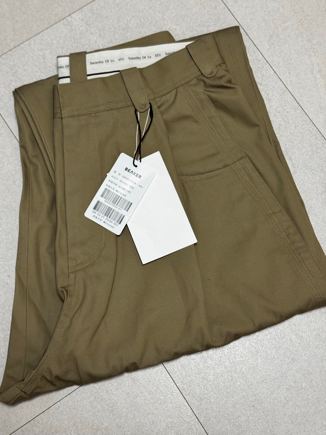 [새상품] STU / 스티치 코튼 턱 치노팬츠(베이지) S사이즈 상품이미지3
