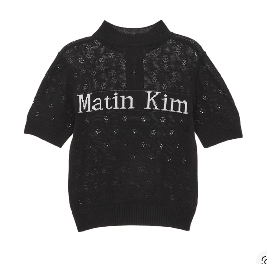 마뗑킴 크로쉐 하프 집 업 니트 탑 블랙 상품이미지1