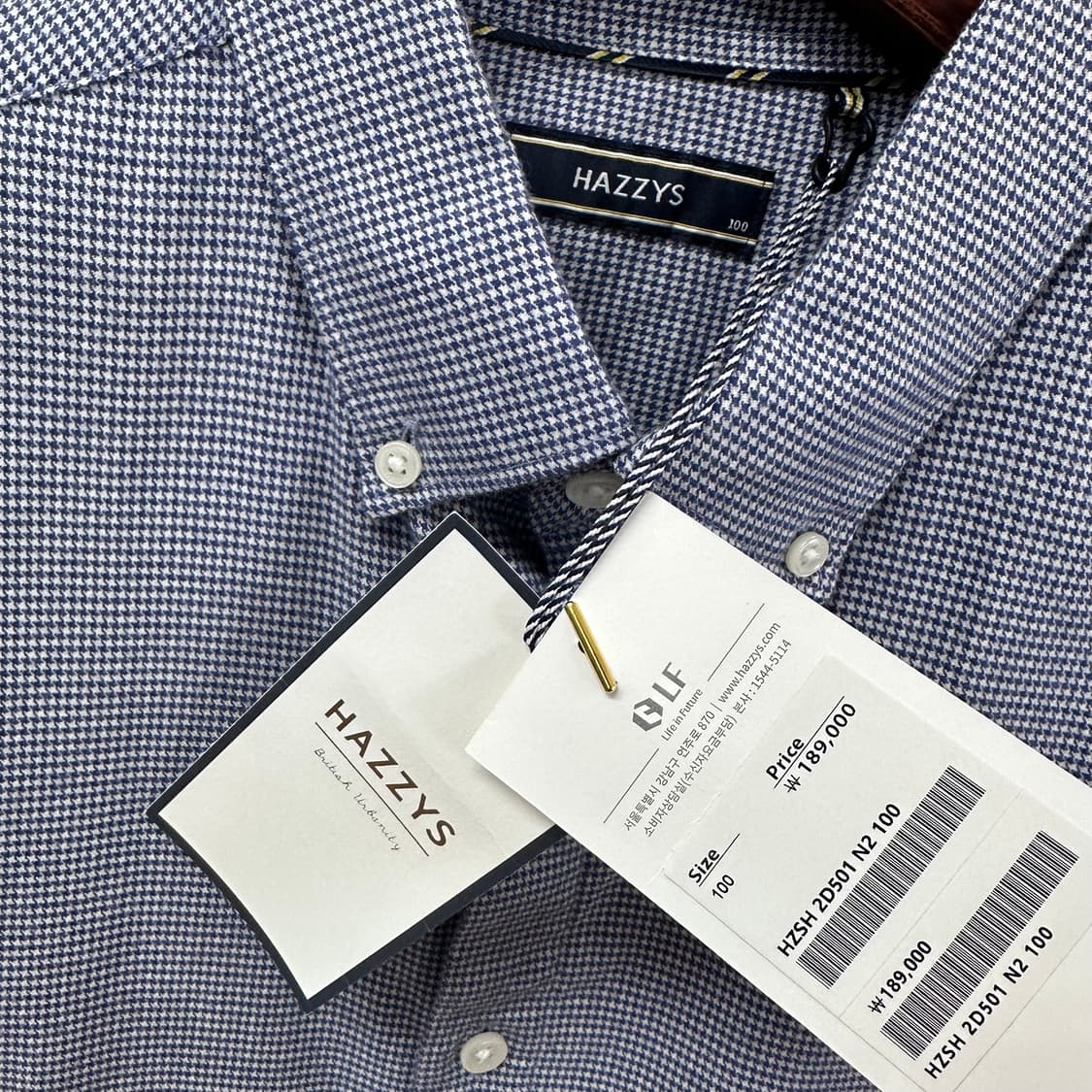 (새상품) HAZZYS 헤지스 하운즈투스체크 플라넬 셔츠 100 J26 상품이미지7