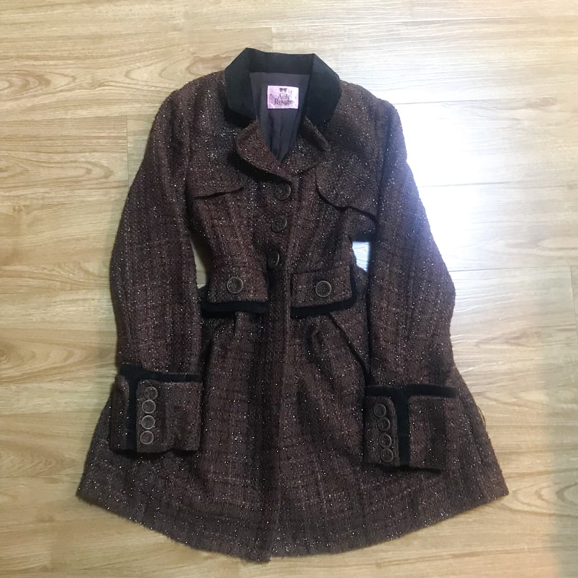 빈티지 앙크루즈 리본 코트 브라운 라떼 히메갸루 로걀 오네갸루 헤이세이 상품이미지1