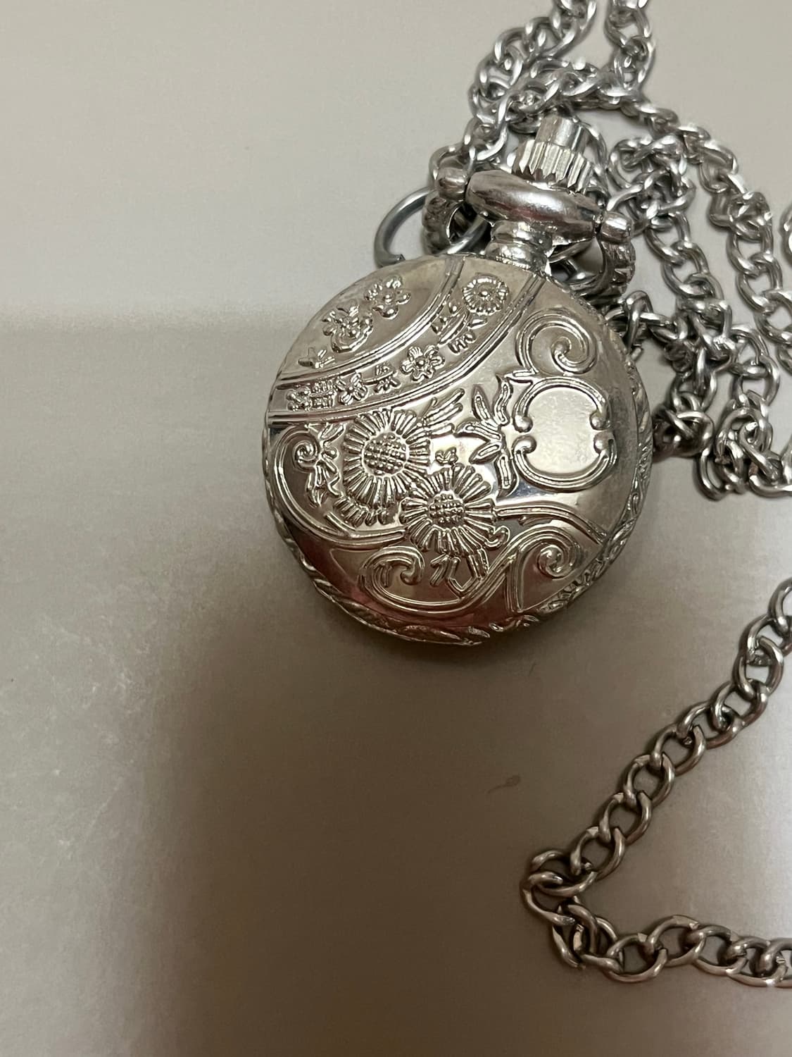 앤틱 스타일 은색 회중시계 목걸이 상품이미지3