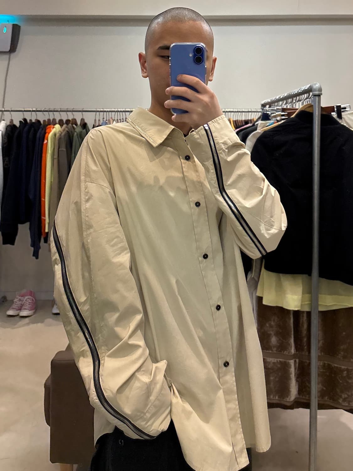 시스템 옴므 베이지 오버핏 셔츠 상품이미지8