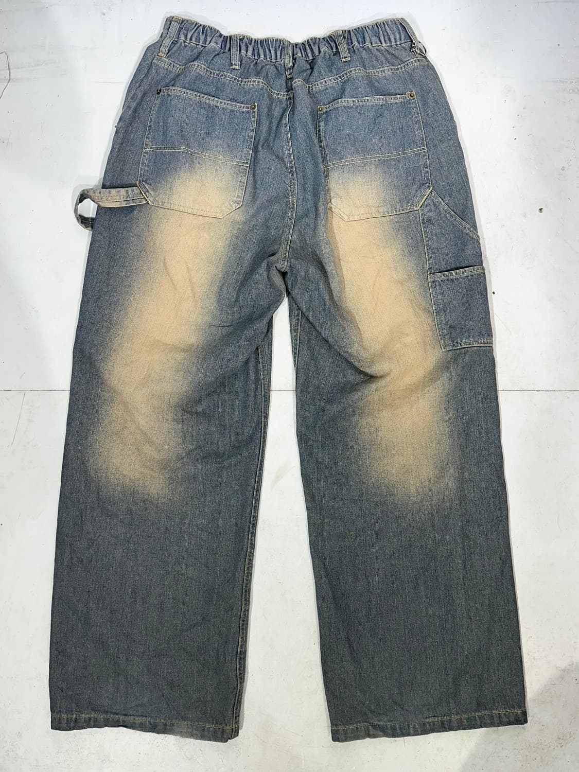 일본 빈티지 워싱 와이드 카펜터 더블니 워크 팬츠 청바지 데님 팬츠 M 상품이미지5